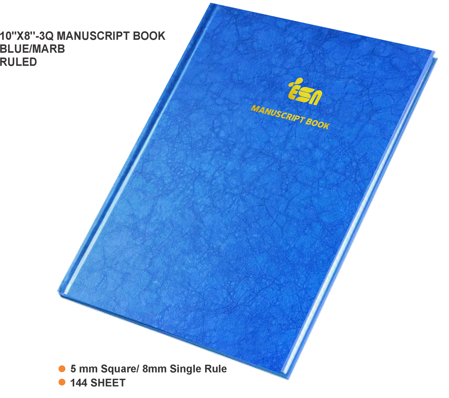 10''x8''-3Q Manuscript Book Blue/Marb
