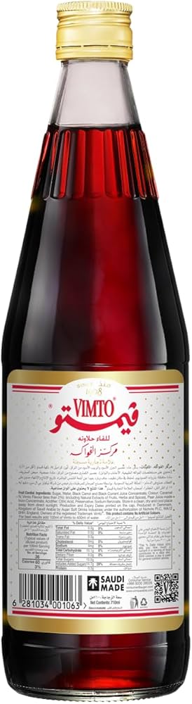 Vimto Fruit Syrup Concentrate - Flavourful Fruit Cordial for Drinks -710ML