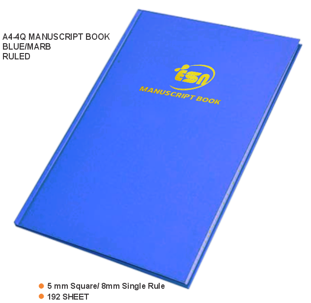 A4-4Q Manuscript Book Blue/Marb