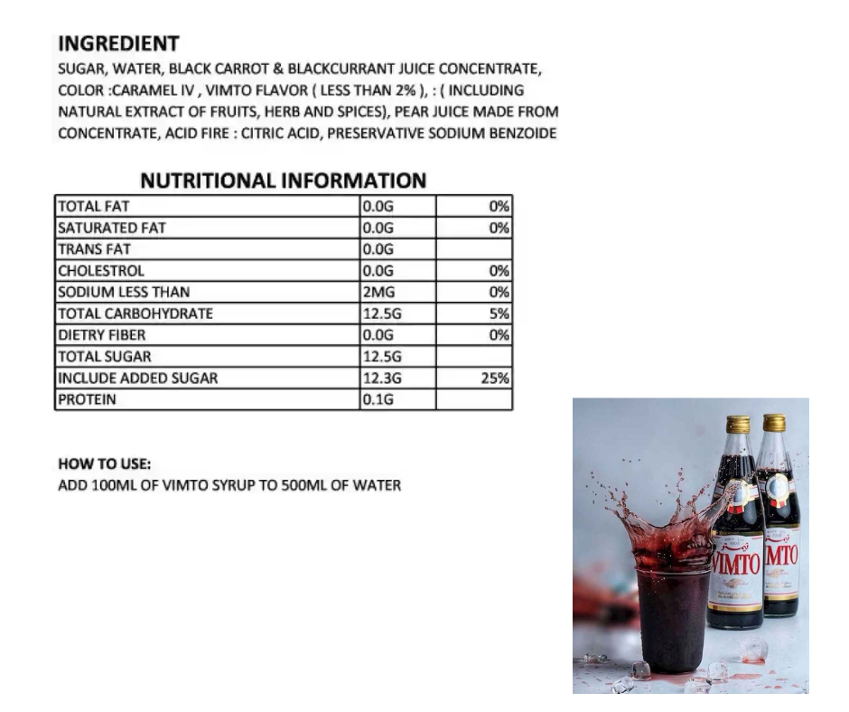 Vimto Fruit Syrup Concentrate - Flavourful Fruit Cordial for Drinks -710ML