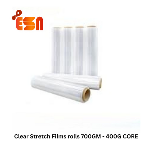 Clear Stretch Films Rolls 700gm - 400g Core (gross including 700gm core)